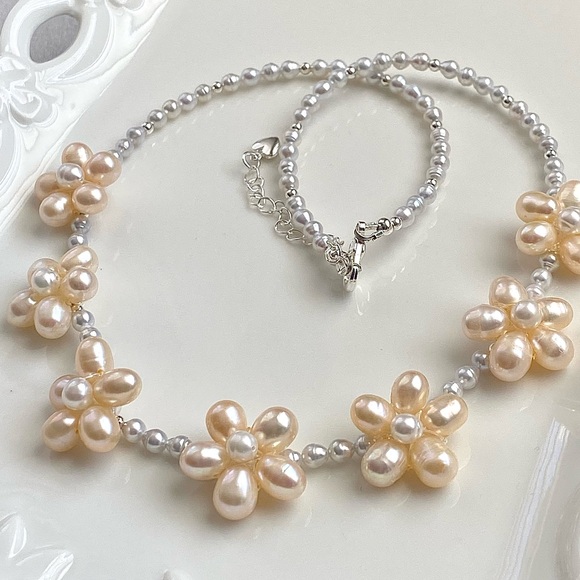 N289-Handmade High Quality Champagne Flower Pearl Baby Pearl Necklace - Picture 6 of 11